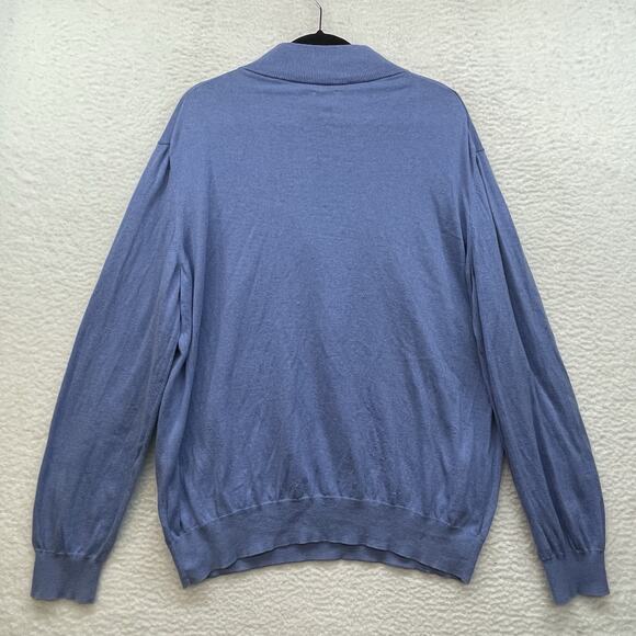 Vineyard Vines Sweater Mens XL Blue Thaxter Quarter Zip Cotton Cashmere Pullover - Picture 2 of 11